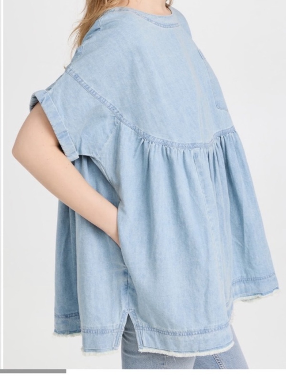 We The Free Free People Moon City Denim Shirt flaw - Picture 3 of 13
